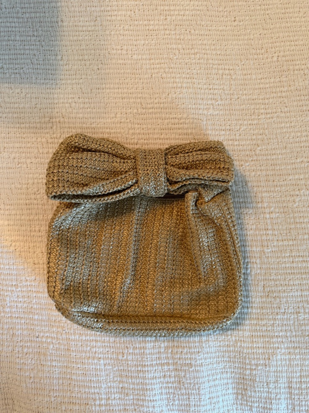 Raffia bow bag, raffia purse, brand new never used!